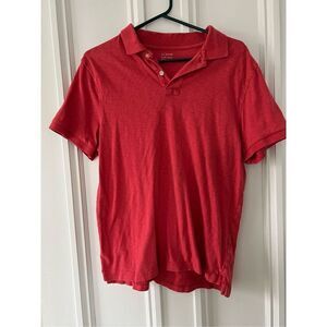 J Crew red orange coral slub men’s polo shirt M